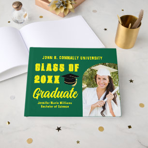 Green Yellow Class of 2026 Photo Custom Graduation Guest Book