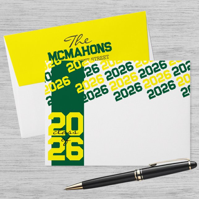 Green Yellow Class of + Return Address Graduation Envelope (Creator Uploaded)