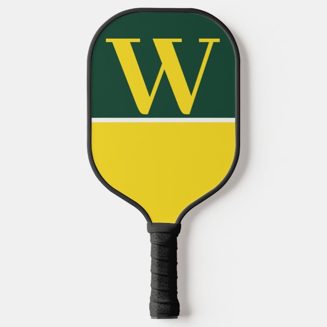 Green & Yellow College Monogram Pickleball Paddle (Front)