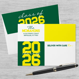 Green Yellow Colour Block Return Address Graduatio Envelope