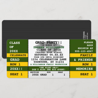 Green|Yellow Concert Ticket Grad Party Invitation