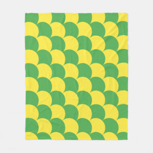 Green Yellow Diagonal Scale Arch Geometric Pattern Fleece Blanket
