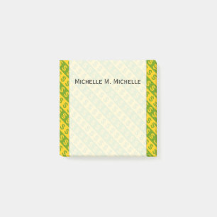 Green & Yellow Dollar Signs ($) Striped Pattern Post-it Notes