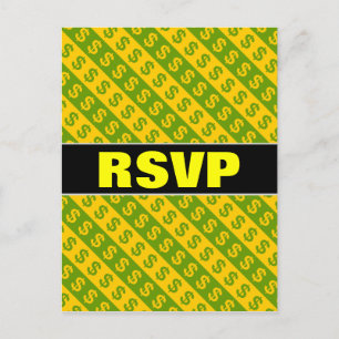 Green & Yellow Dollar Signs ($) Striped Pattern Postcard