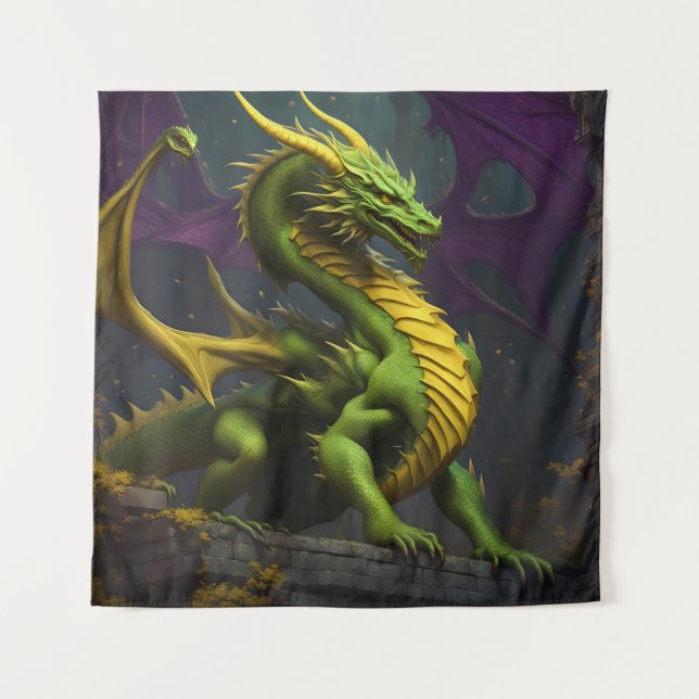 Green & Yellow Dragon Tapestry (Front)
