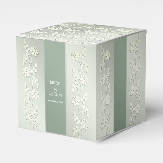 Green Yellow Floral Favour Box (Front Side)