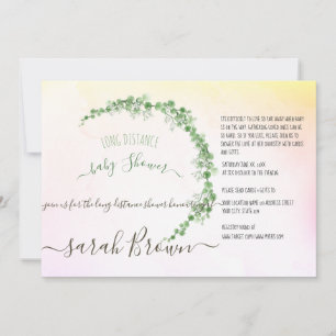 GREEN & YELLOW FOLIAGE LONG DISTANCE BABY SHOWER INVITATION
