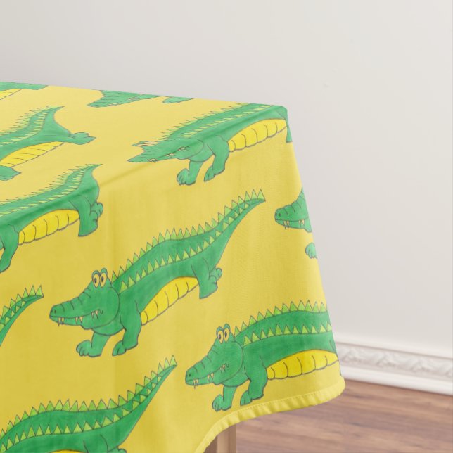 Green Yellow Gator Alligator Croc Crocodile Animal Tablecloth (In Situ)