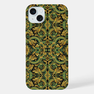 Green Yellow Gold Batik Wood Dragon iPhone Case