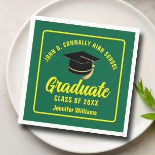 Green Yellow Graduate Custom 2025 Graduation Party Napkin