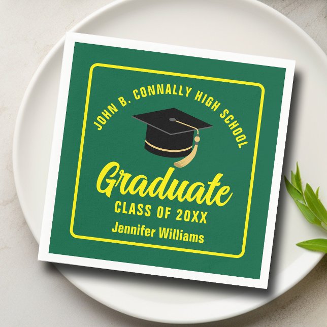 Green Yellow Graduate Custom 2025 Graduation Party Napkin (Creator Uploaded)