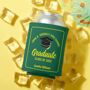 Green Yellow Graduate Custom 2026 Graduation Party Can Cooler