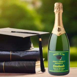 Green Yellow Graduate Custom 2026 Graduation Party Sparkling Wine Label
