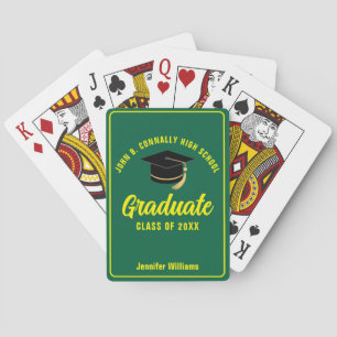 Green Yellow Graduate Custom Graduation Party Playing Cards