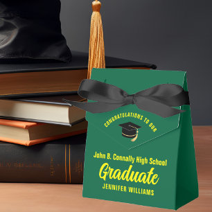 Green Yellow Graduate Customized Graduation Party Favor Box