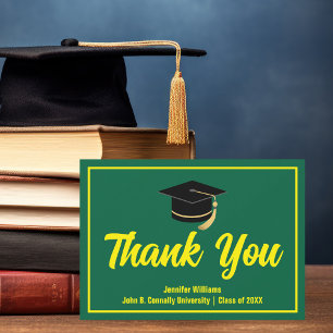 Green Yellow Graduation Personalized Graduate Thank You Card