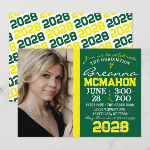 Green & Yellow Graduation Photo Invitation