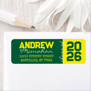 Green & Yellow Graduation Return Address Labels