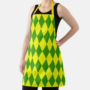 Green Yellow Harlequin Checkered Design  Apron