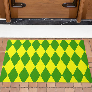 Green Yellow Harlequin Checkered Design  Doormat