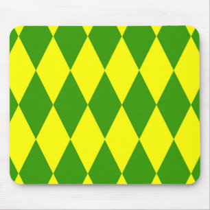 Green Yellow Harlequin Checkered Design  Mouse Pad
