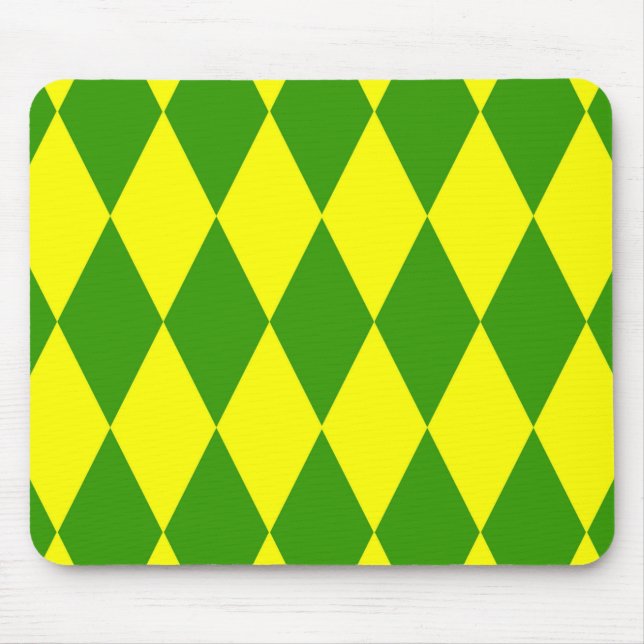 Green Yellow Harlequin Checkered Design  Mouse Pad (Front)