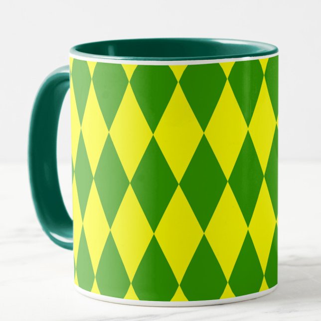 Green Yellow Harlequin Checkered Design  Mug (Creator Uploaded)