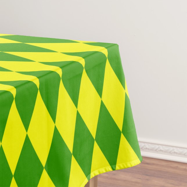 Green Yellow Harlequin Checkered Design  Tablecloth (Creator Uploaded)