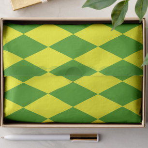 Green Yellow Harlequin Checkered Design Tissue Paper