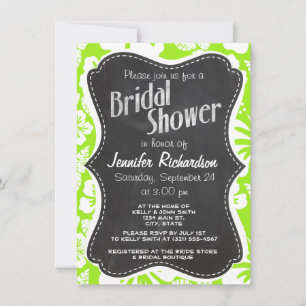 Green-Yellow Hawaiian Tropical; Chalkboark look Invitation