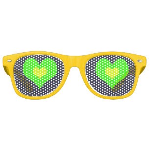 Green Yellow Heart Adult  Party Shades,Sunglass Retro Sunglasses