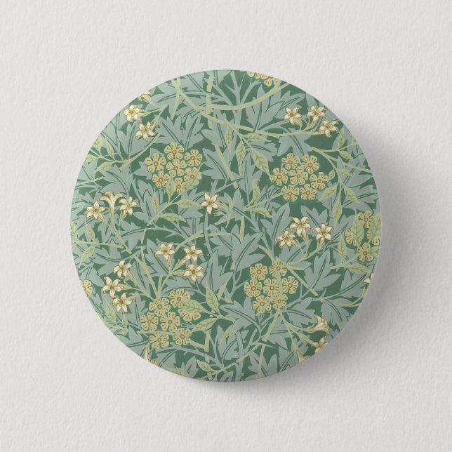 Green Yellow Jasmine by William Morris 2 Inch Round Button (Front)