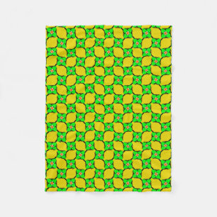 Green & Yellow Lemon Garden Pattern Fleece Blanket