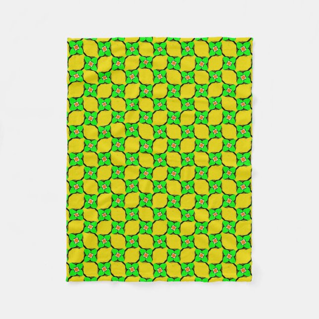 Green & Yellow Lemon Garden Pattern Fleece Blanket (Front)