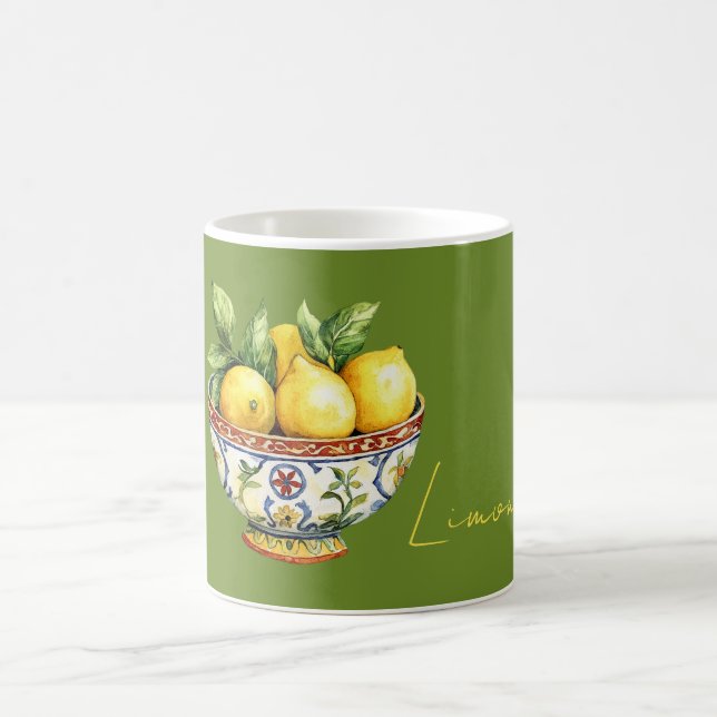 Green Yellow Lemons Italian Bowl Coffee Mug (Center)