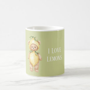 Green Yellow Lemons Teddy Bear Coffee Mug