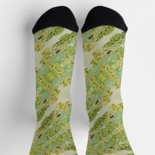Green Yellow Lily Pad Pond Water Socks