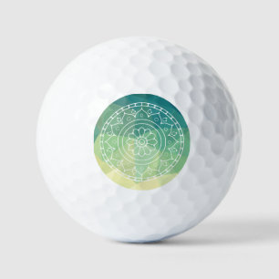 Green Yellow Mandala Inspiration Harmony Flower Golf Balls