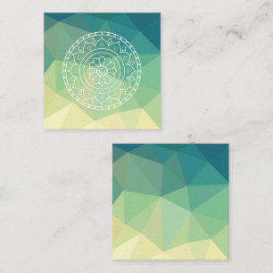 Green Yellow Mandala Inspiration Harmony Flower Square Business Card