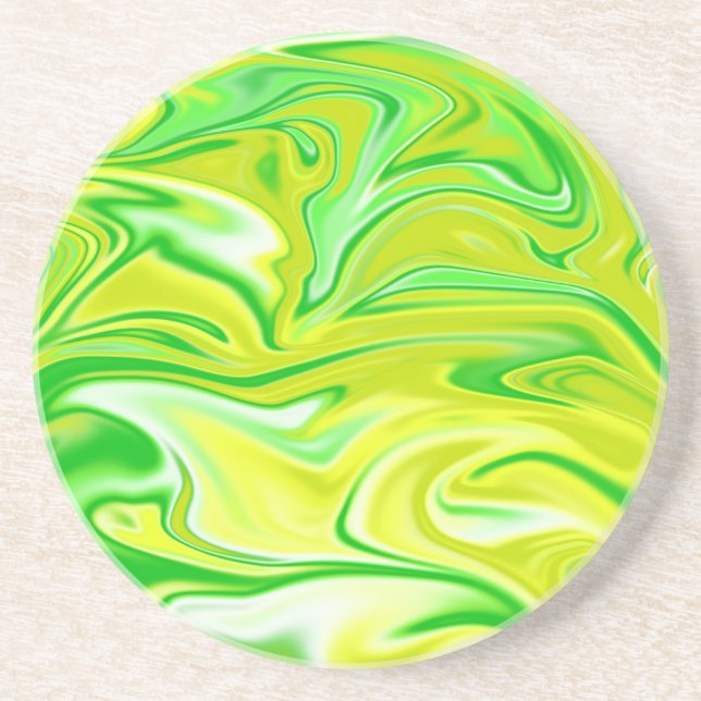 Green Yellow Marbleized Spring, Coaster (Front)