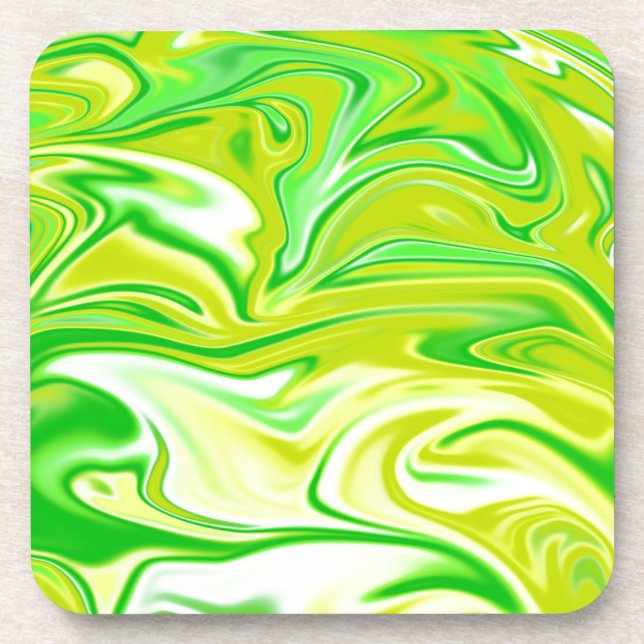 Green Yellow Marbleized Spring, Coaster (Front)