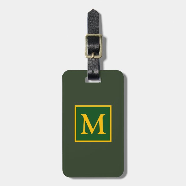 green/yellow monogram for traveller luggage tag (Front Vertical)