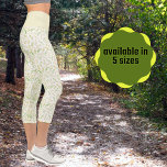 Green Yellow Nature Fern Leaf Pattern On White Capri Leggings<br><div class="desc">This nature style design features a fern leaf pattern background on white with complementary colour waist band.</div>