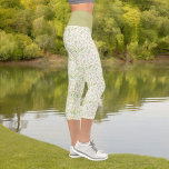 Green Yellow Nature Fern Leaf Pattern On White Capri Leggings<br><div class="desc">This nature style design features a fern leaf pattern background on white with a complementary colour waistband.</div>