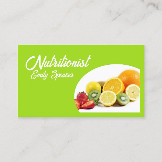 Green Yellow Nutritionist/Healthy Life Card (Front)