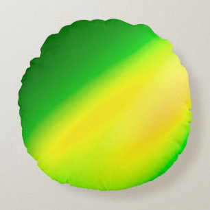 Green Yellow ombre moonlight Double Stripe Round Pillow
