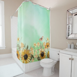 Green Yellow Ombre Watercolor Background Sunflower