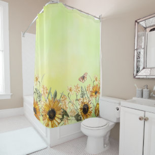 Green Yellow Ombre Watercolor Background Sunflower
