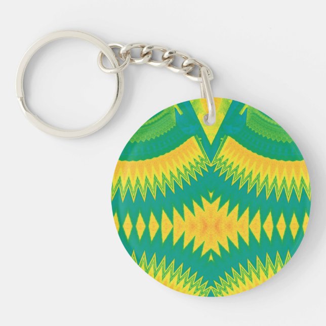 Green Yellow Orange Bright Circular Acrylic ~ Keychain (Front)