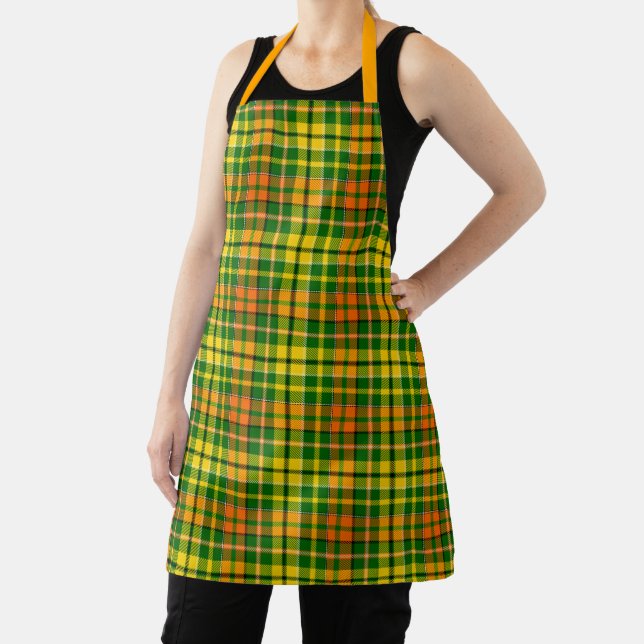 Green Yellow Orange Plaid Tartan Design  Apron (Insitu)